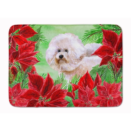 Carolines Treasures Bichon Frise No.2 Poinsettas Machine Washable Memory Foam Mat CK1353RUG